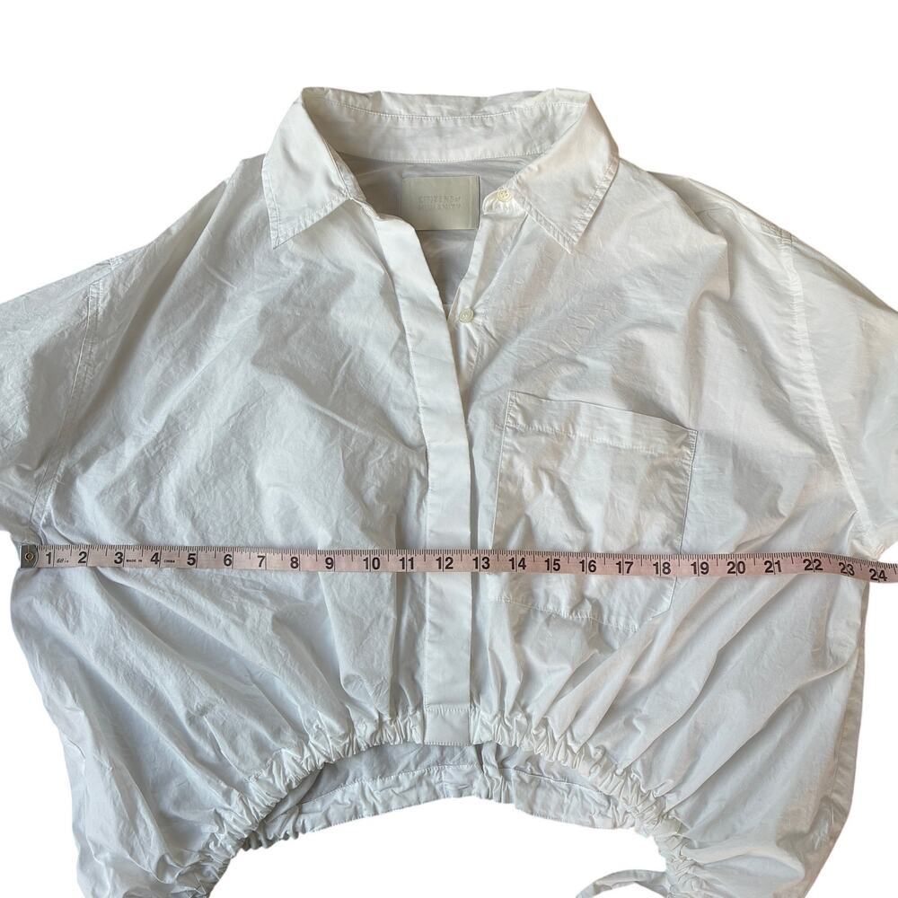 CITIZENS OF HUMANITY Alexandra White Poplin Ruched Tie Button Shirt Size S - Picture 9 of 9